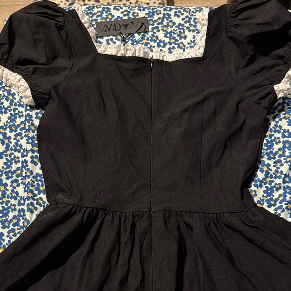 Adult’s Black and White Dress with Lace Details - Picture 4 of 4